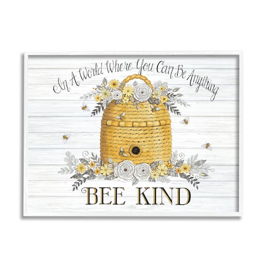 Stupell Industries In A World Bee Kind Motivational Phrase Beehive Framed Wall Art